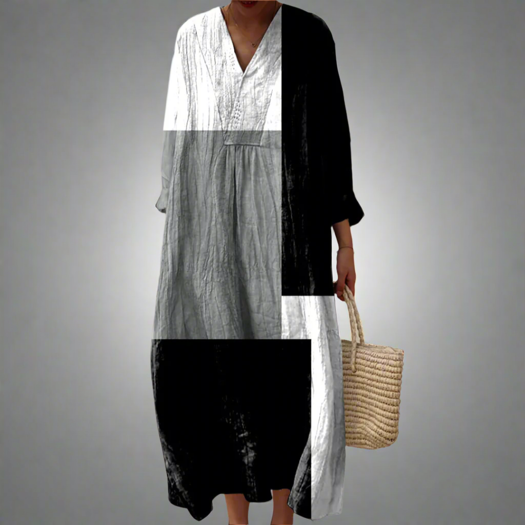 Vestido Maxi de Patchwork Abstracto Colette