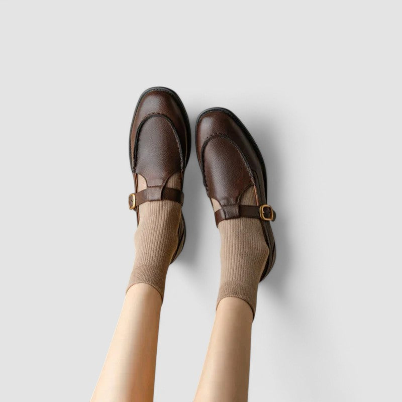 Zhelynne | Zapatos ortopédicos de punta cuadrada estilo Mary Jane