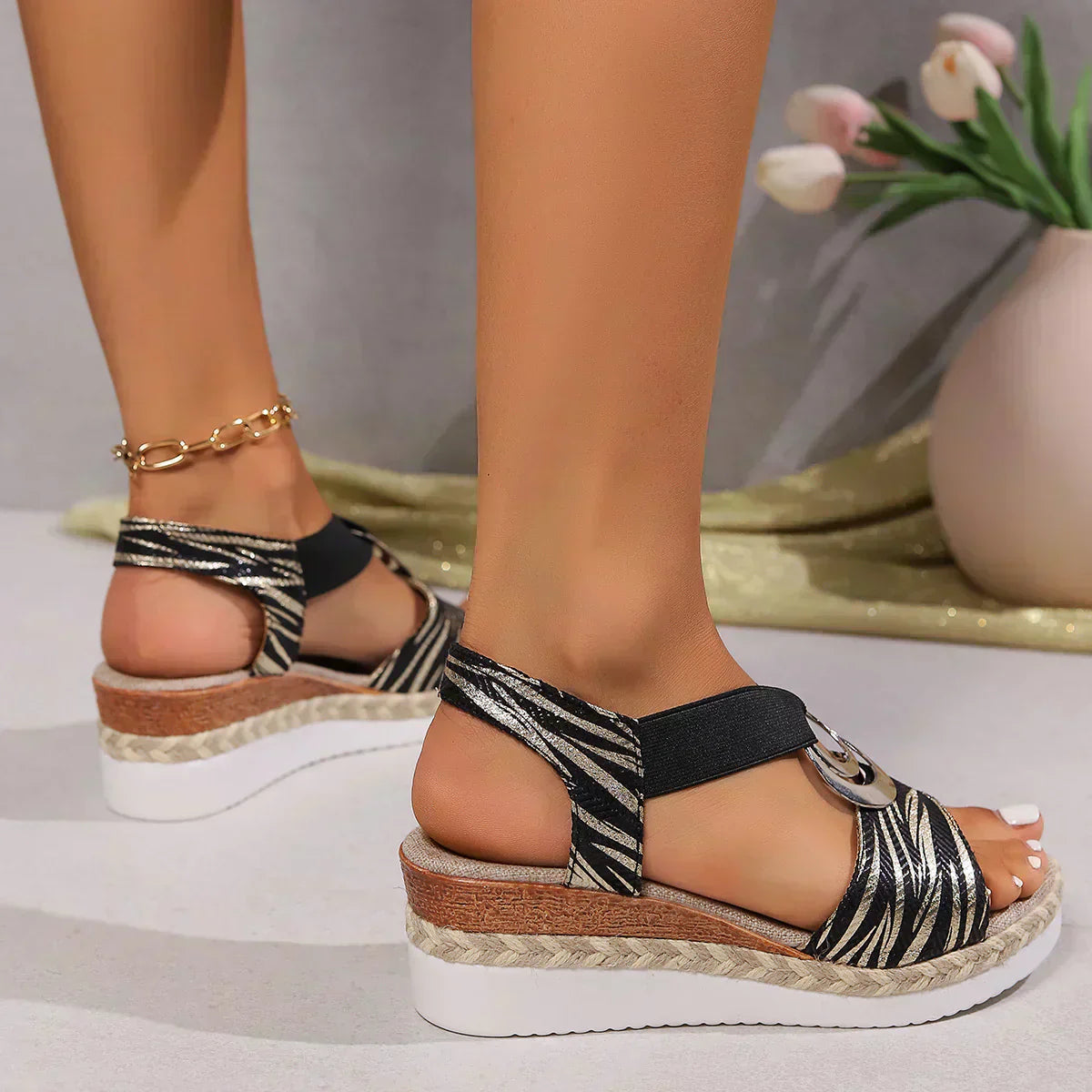 Bella - Sandalias ortopédicas estampadas