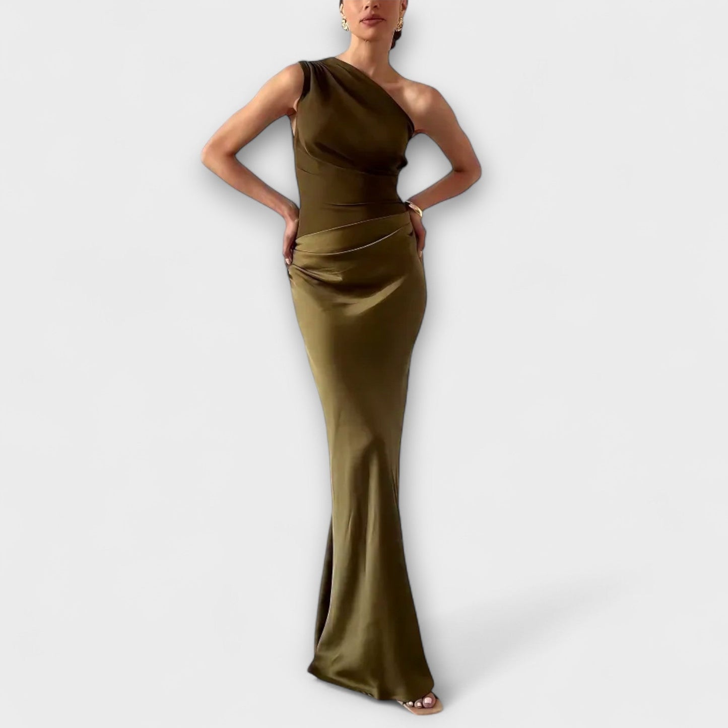 Carmen | Elegante maxi vestido plisado de un hombro