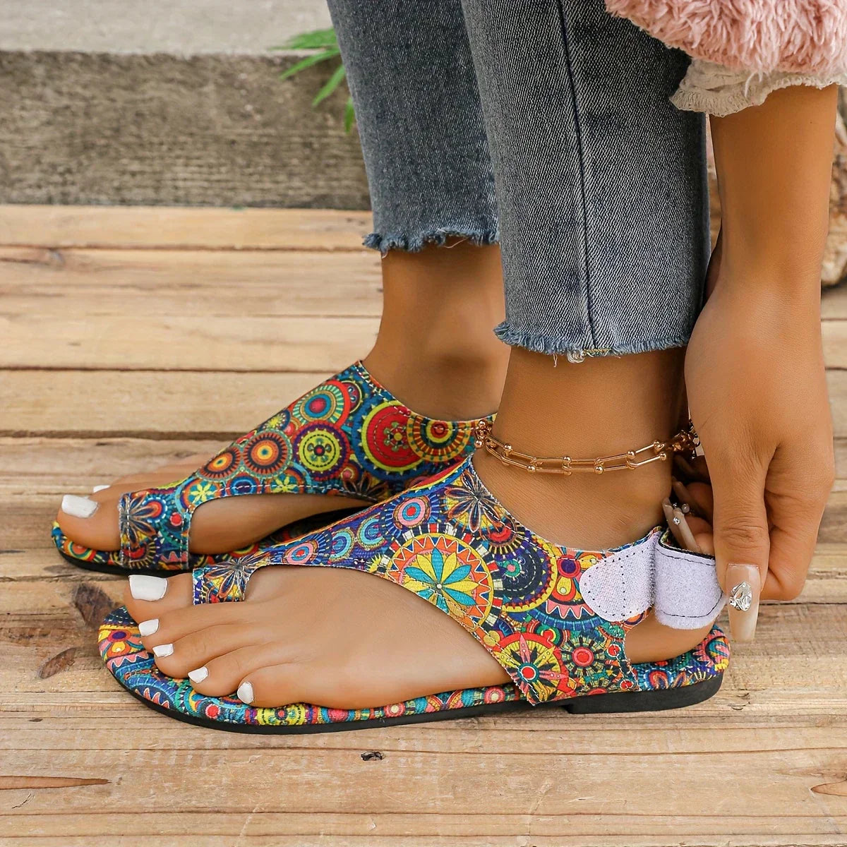Zoe - Sandalias bohemias vintage para mujer