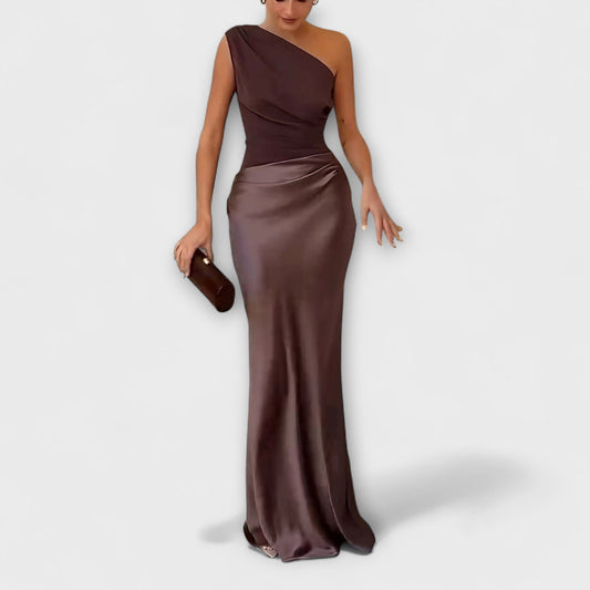 Carmen | Elegante maxi vestido plisado de un hombro