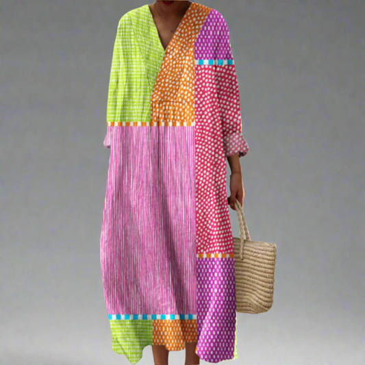 Vestido maxi de parches y lunares de Ruby