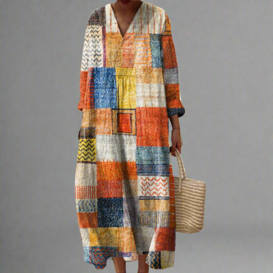 Hazel | Vestido Maxi Boho de Patchwork Harmonie
