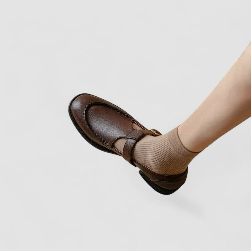 Zhelynne | Zapatos ortopédicos de punta cuadrada estilo Mary Jane