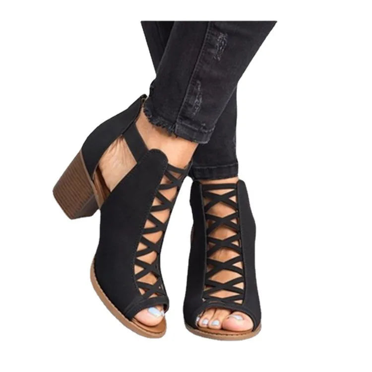 Reese - Sandalias con Botas de Tacón Medio