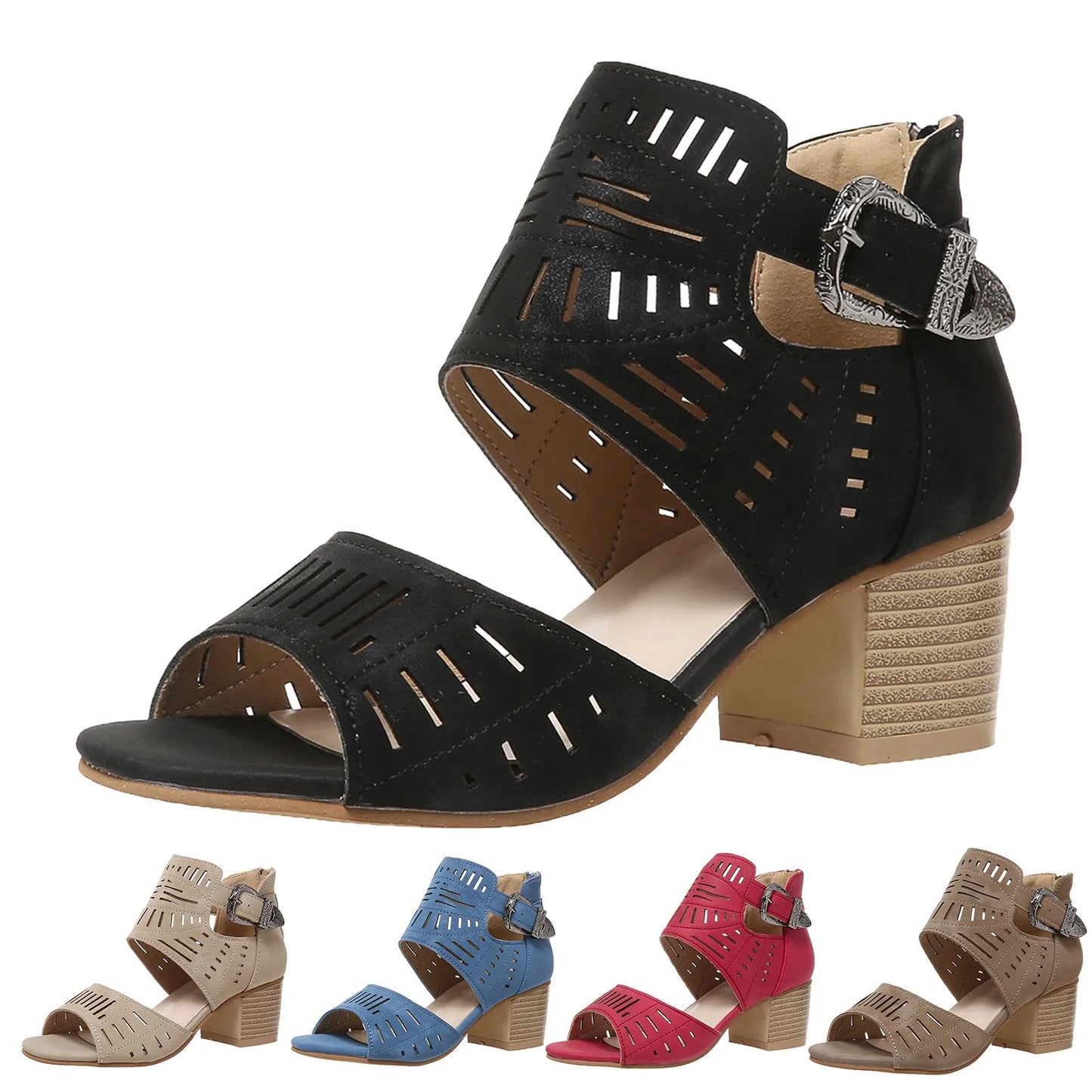 Sienna - Sandalias de Tacón Grueso con tira Trasera