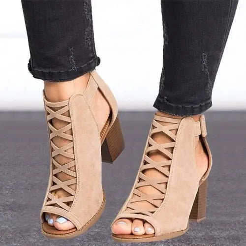 Reese - Sandalias con Botas de Tacón Medio