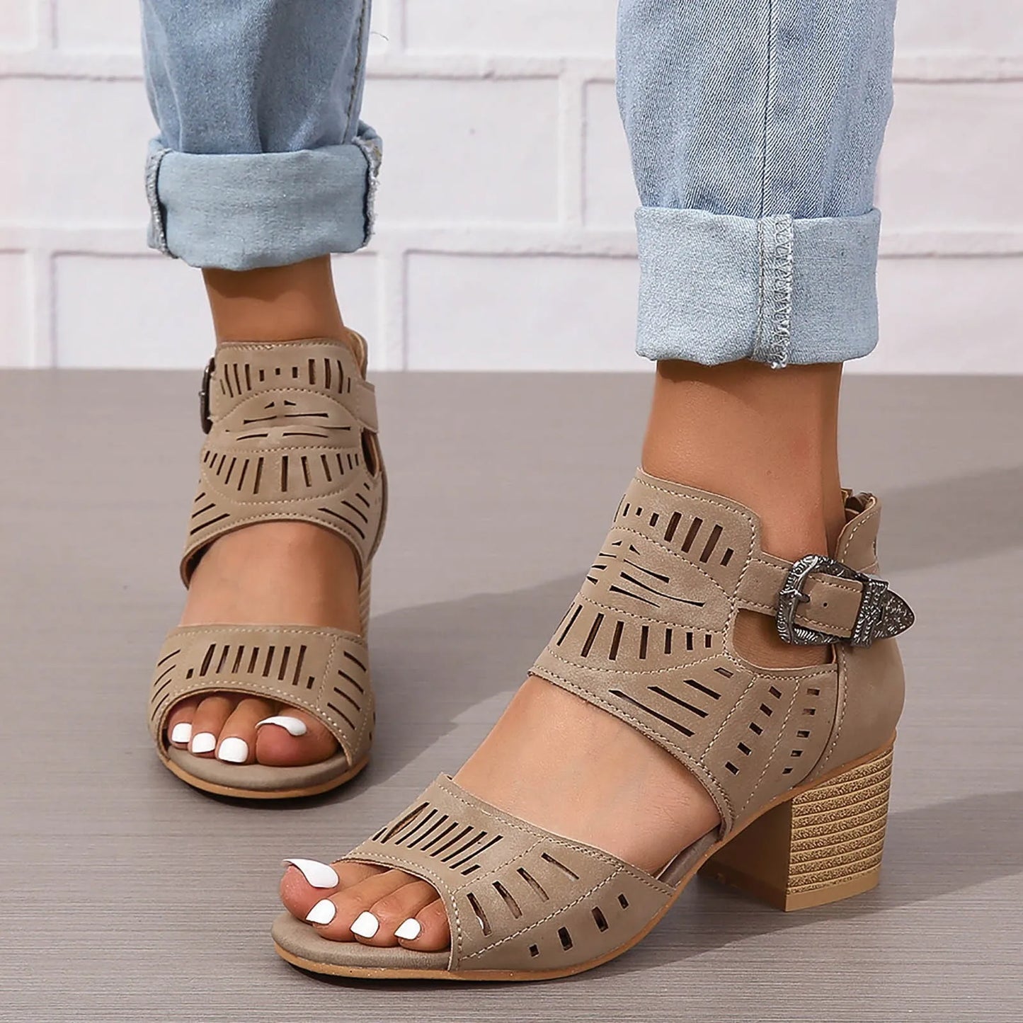 Sienna - Sandalias de Tacón Grueso con tira Trasera