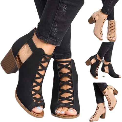 Reese - Sandalias con Botas de Tacón Medio