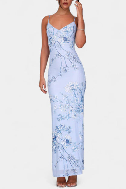 Iris Vestido de Encaje Floral Azul
